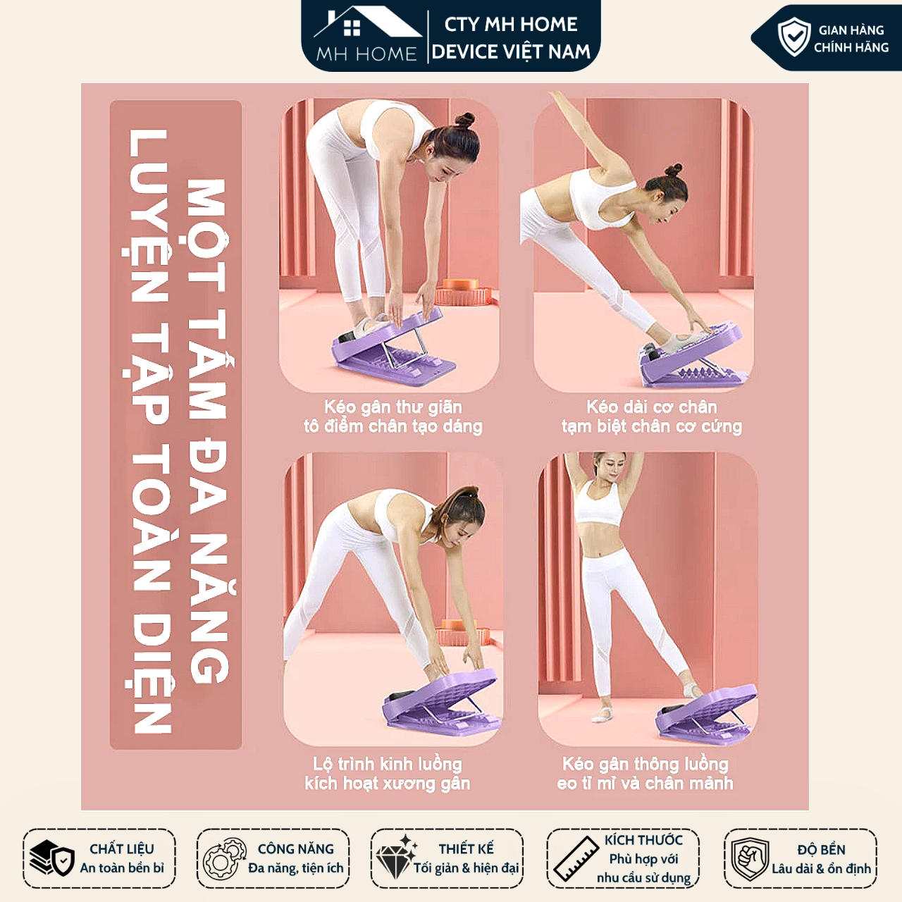 Dụng Cụ Giãn Cơ Chân Có Con Lăn Massage - Bàn Kê Chân Điều Chỉnh 10 Mức, Hỗ Trợ Thư Giãn Bàn Chân